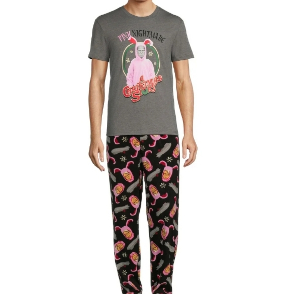 A CHRISTMAS STORY MEN'S 2 PIECE SLEEP SET RALPHIE'S PINK NIGHTMARE